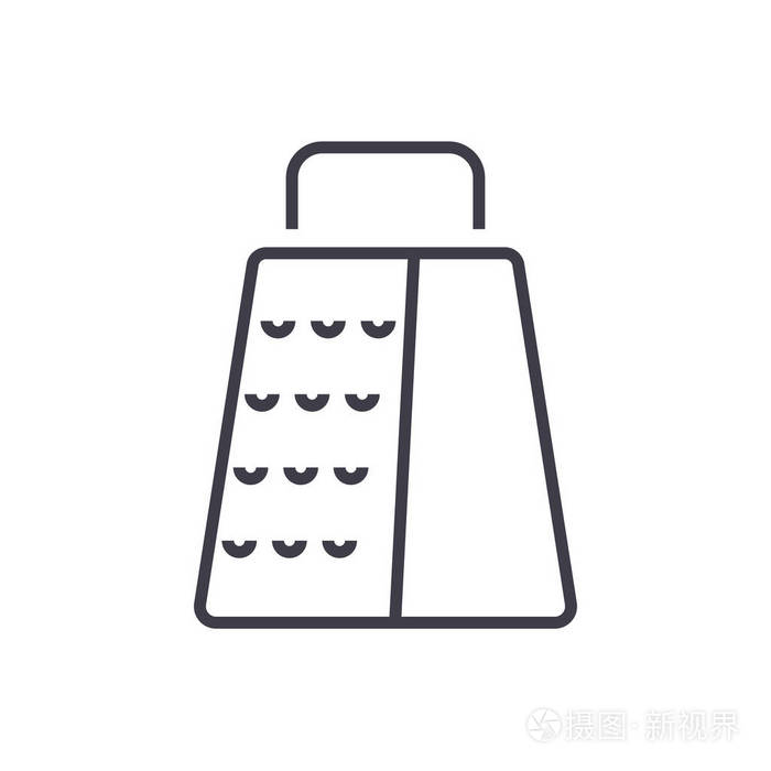 刨丝器矢量线图标, 标志, 插图背景,可编辑笔触插画-正版商用图片0c8