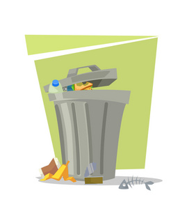 垃圾垃圾仓孤立的图标。矢量平面卡通插画