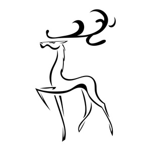 草绘轮廓与大鹿角鹿.孤立.矢量我照片