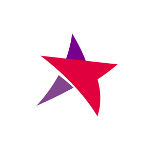 梦幻般孤立简单平红 紫三色星徽的不寻常的形状。矢量标识和图标的抽象形式