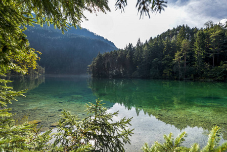 高山湖泊清澈的水