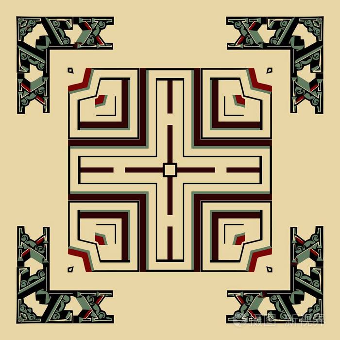 抽象的对称图案的民族元素和现代设计的几何形状