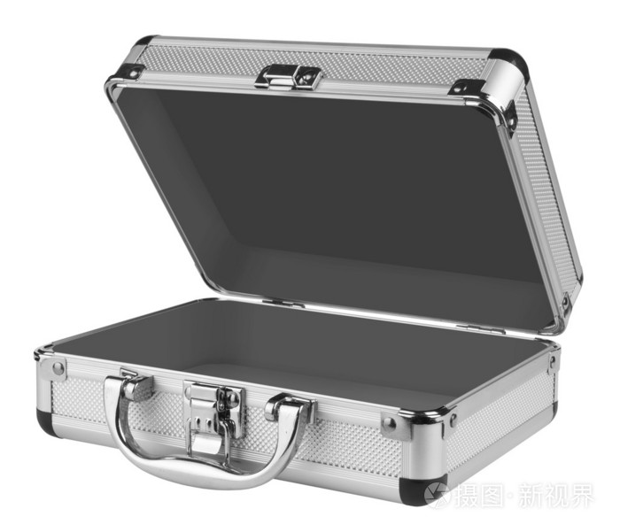打开铝制的手提箱