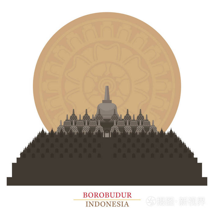 婆罗浮屠印度尼西亚与装饰背景