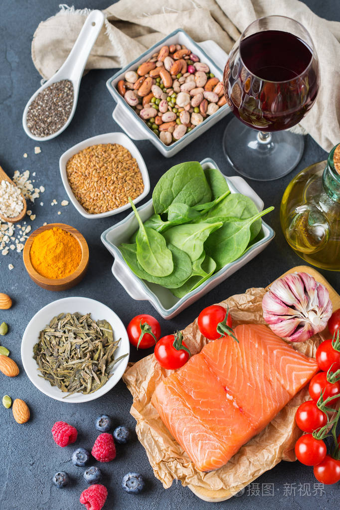 各种各样的健康食品低胆固醇