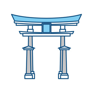 日本寺庙建筑图标矢量图解设计