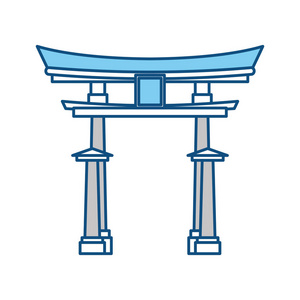 日本寺庙建筑图标矢量图解设计照片