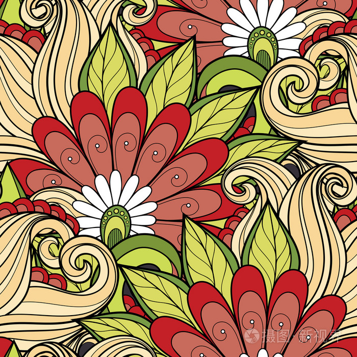 无缝的, 抽象的, 花卉图案