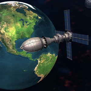 卫星运行地球在空间轨道上运行的卫星 sputnik照片