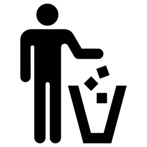 象形图图标的人把垃圾扔在正确的位置.