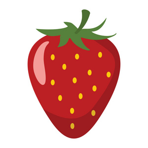 草莓设计多汁新鲜水果图标矢量模板。原始的草莓