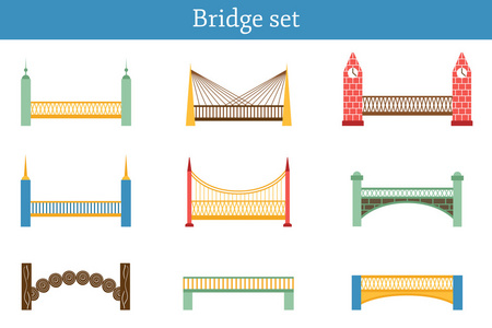一套简单的现代七彩桥图标