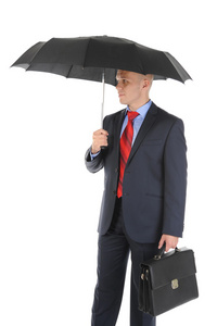 一名商人与伞的形象