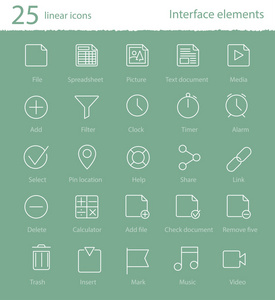 25 个线性图标集
