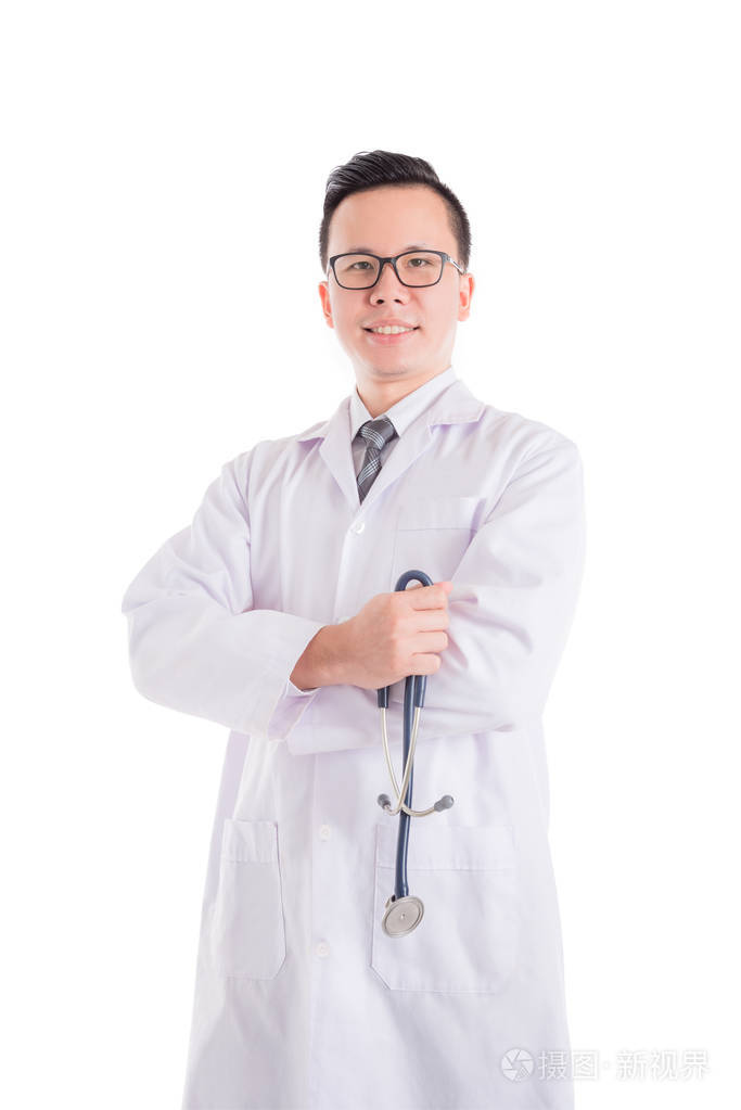 医生穿着白色外套和白色微笑照片-正版商用图片0cac0b-摄图新视界