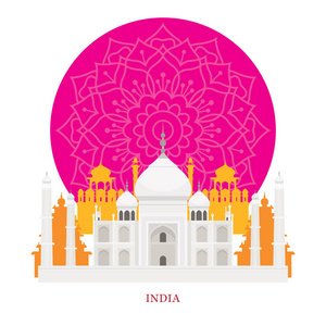泰姬陵，印度地标与装饰背景