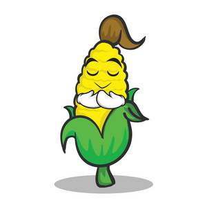 祈祷的甜玉米字符卡通照片