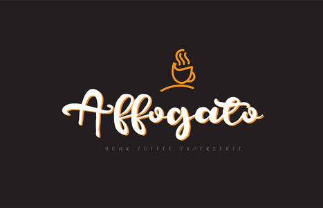 affogato 字文本标志与咖啡杯象征思想排版