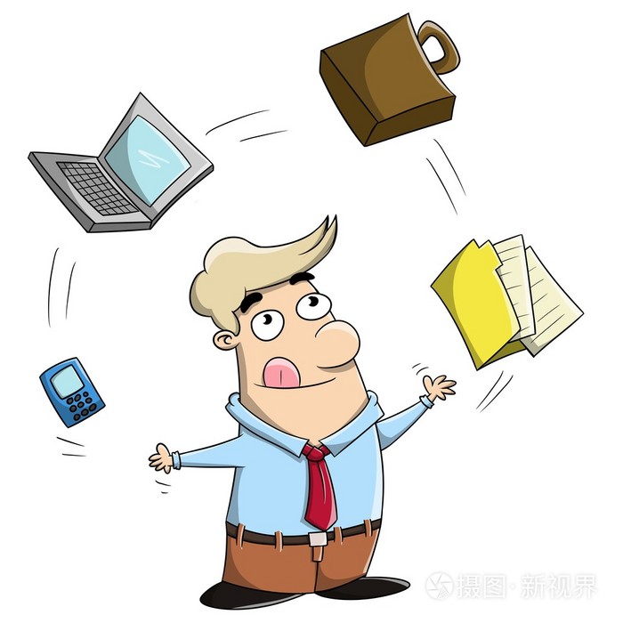 一心多用卡通商人杂耍办公室