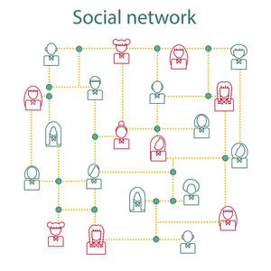 社会网络主题矢量图
