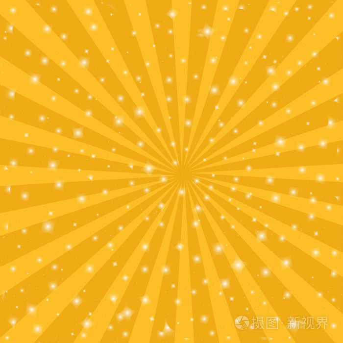 橘黄色的太阳老式的背景射线的星芒矢量图