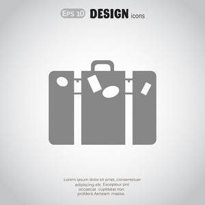旅游行李箱简单 web 图标，简单的轮廓矢量图