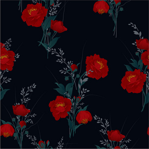红玫瑰花卉图案