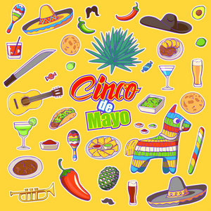 在墨西哥，设计元素 cinco de Mayo 庆祝