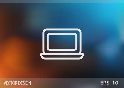 简单的笔记本电脑 web 图标，轮廓矢量说明