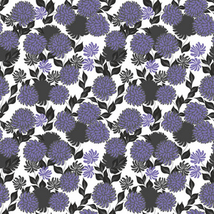 紫矢量无缝模式程式化白色背景上的花