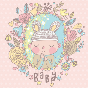 刚出生的婴儿卡通卡照片