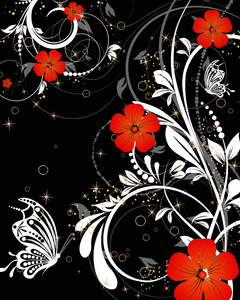 矢量花卉蝴蝶装饰抽象背景