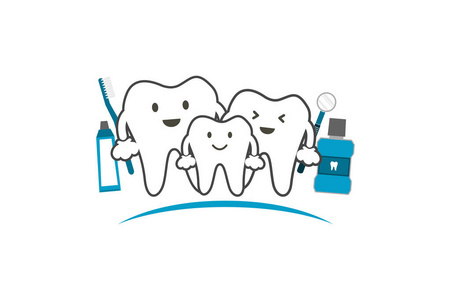 健康的牙齿家庭的微笑和快乐 牙科护理概念