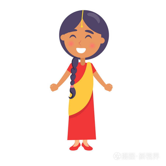 印度小女孩微笑着祝福快乐的六一节