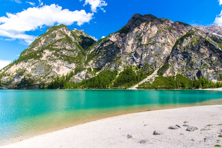 Braies 湖 卡布奇诺 中白云岩，意大利