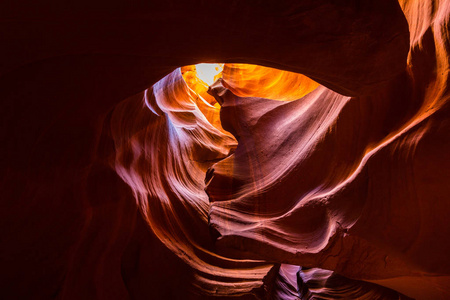 在亚利桑那州的羚羊峡谷美丽抽象红色砂岩地层