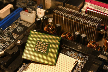 主板上的 Cpu 中央处理单元 处理器的特写