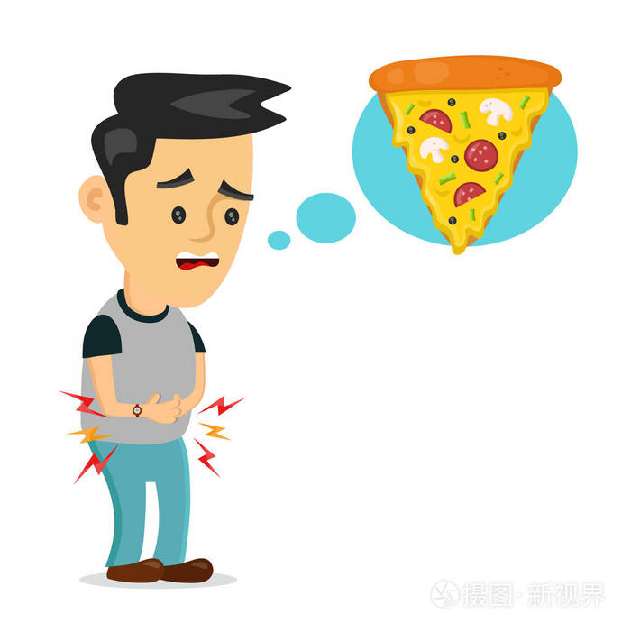 年轻痛苦悲伤的人是饿了插画-正版商用图片0cc23e-摄图新视界