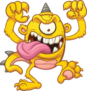 的现代城市的怪物街头风格的衣服与文字和涂鸦标签在白色背景下隔离