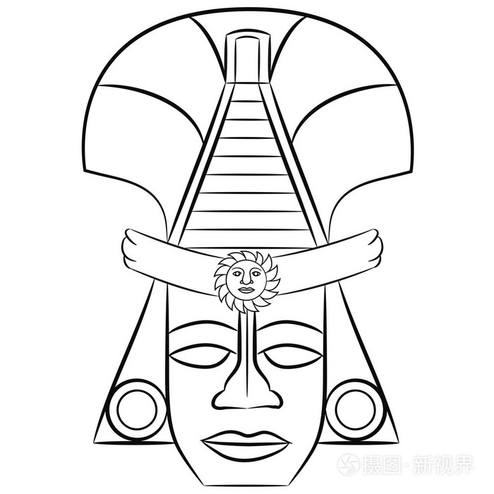 墨西哥的白色背景上的黑色和白色面具阿兹台克人祖先