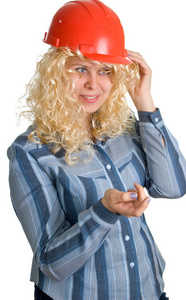 金发女子在红楼头盔