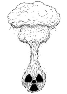 矢量的核武器爆炸来临 fr 的手绘图涂鸦照片