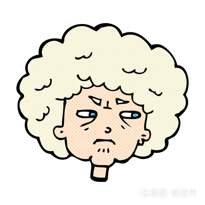 漫画卡通苦涩的老女人