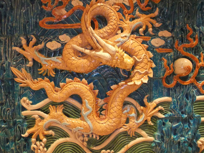 在墙上的龙面照片