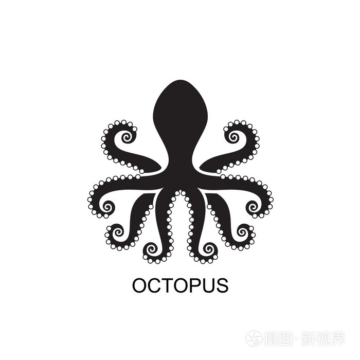 在明亮的背景上的一只章鱼的剪影