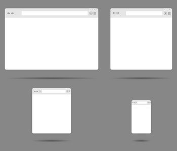 简单的浏览器窗口上灰色背景矢量集