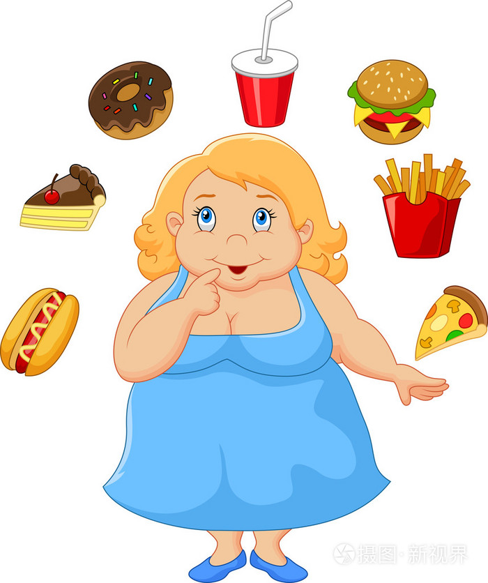 cartoon fat women a think food