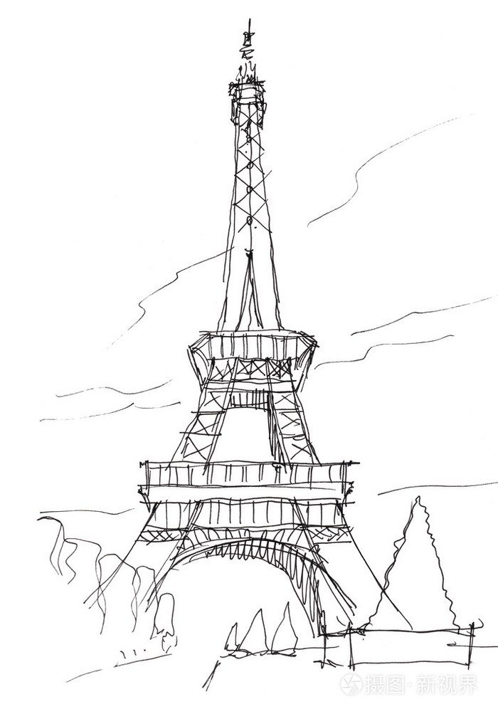 埃菲尔铁塔涂鸦素描