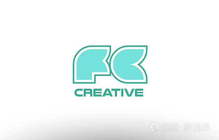 柔和的绿色字母字母fcfc组合联合logo昏迷