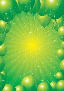 射线绿色气球边框